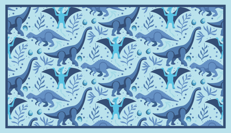 Blue dinosaur expedition kids rug - TenStickers