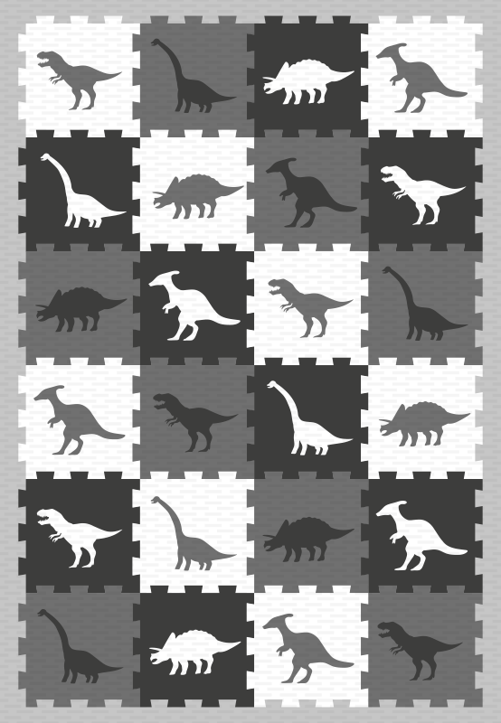 Grey dinosaur motif kids carpet - TenStickers
