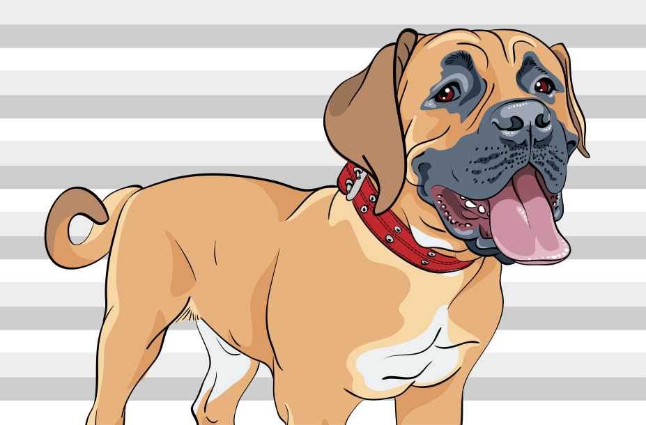 Panting mastiff illustration animal mat - TenStickers