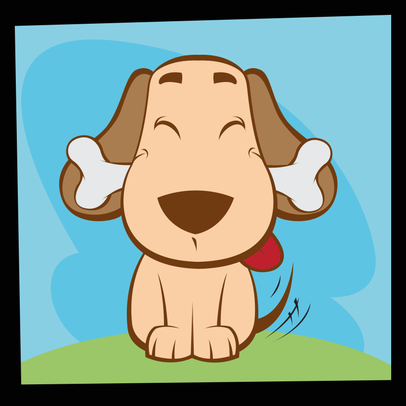 Happy dog with bone animal mat - TenStickers