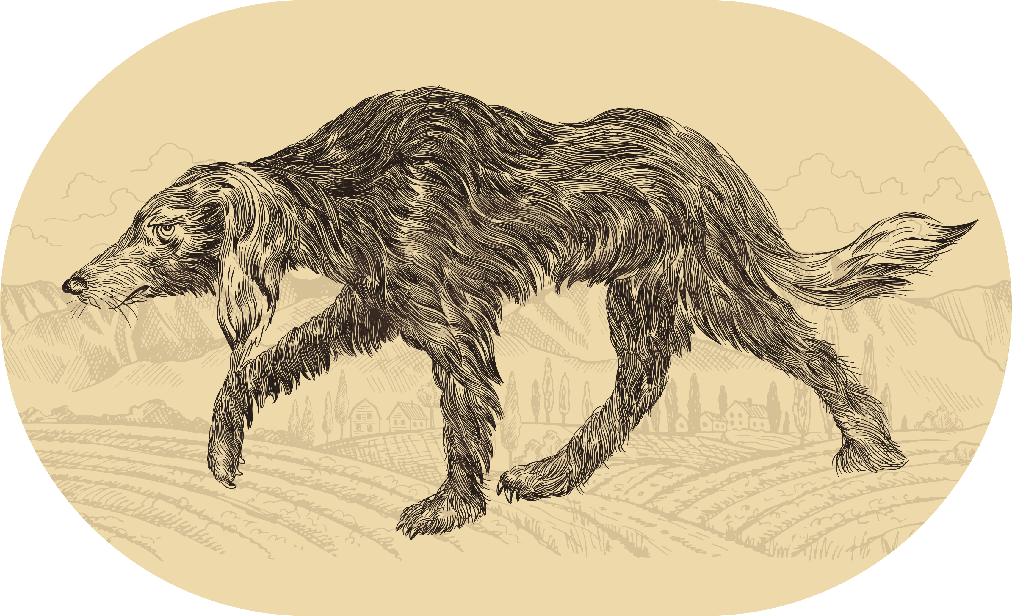 Elegant canine silhouette animal mat - TenStickers