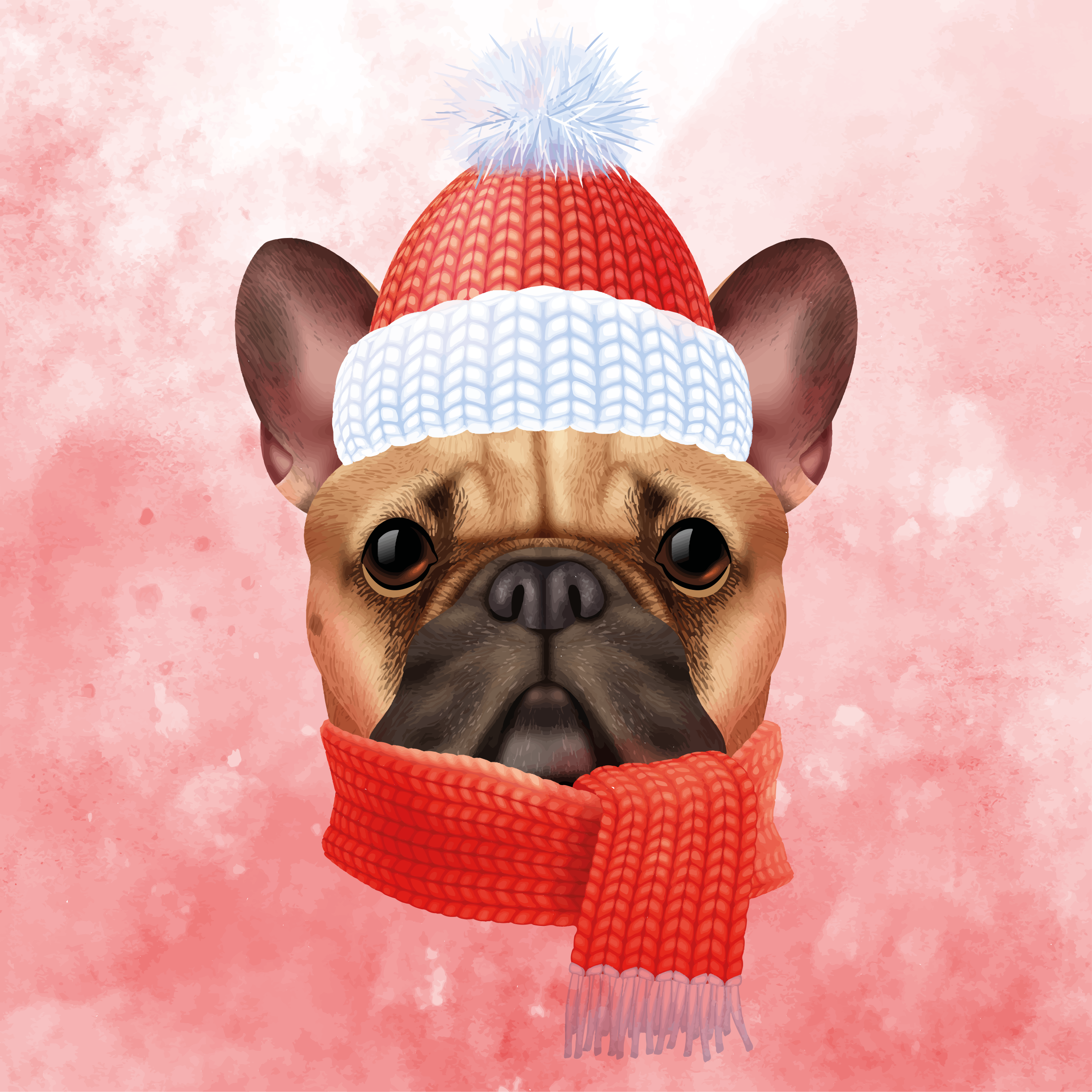 French bulldog winter animal mat - TenStickers