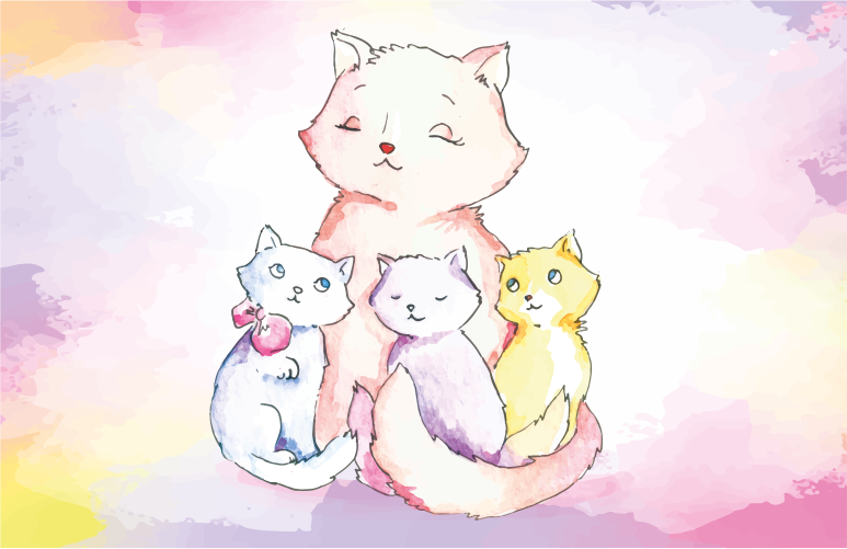 Cute Cat Family nursery rug - TenStickers