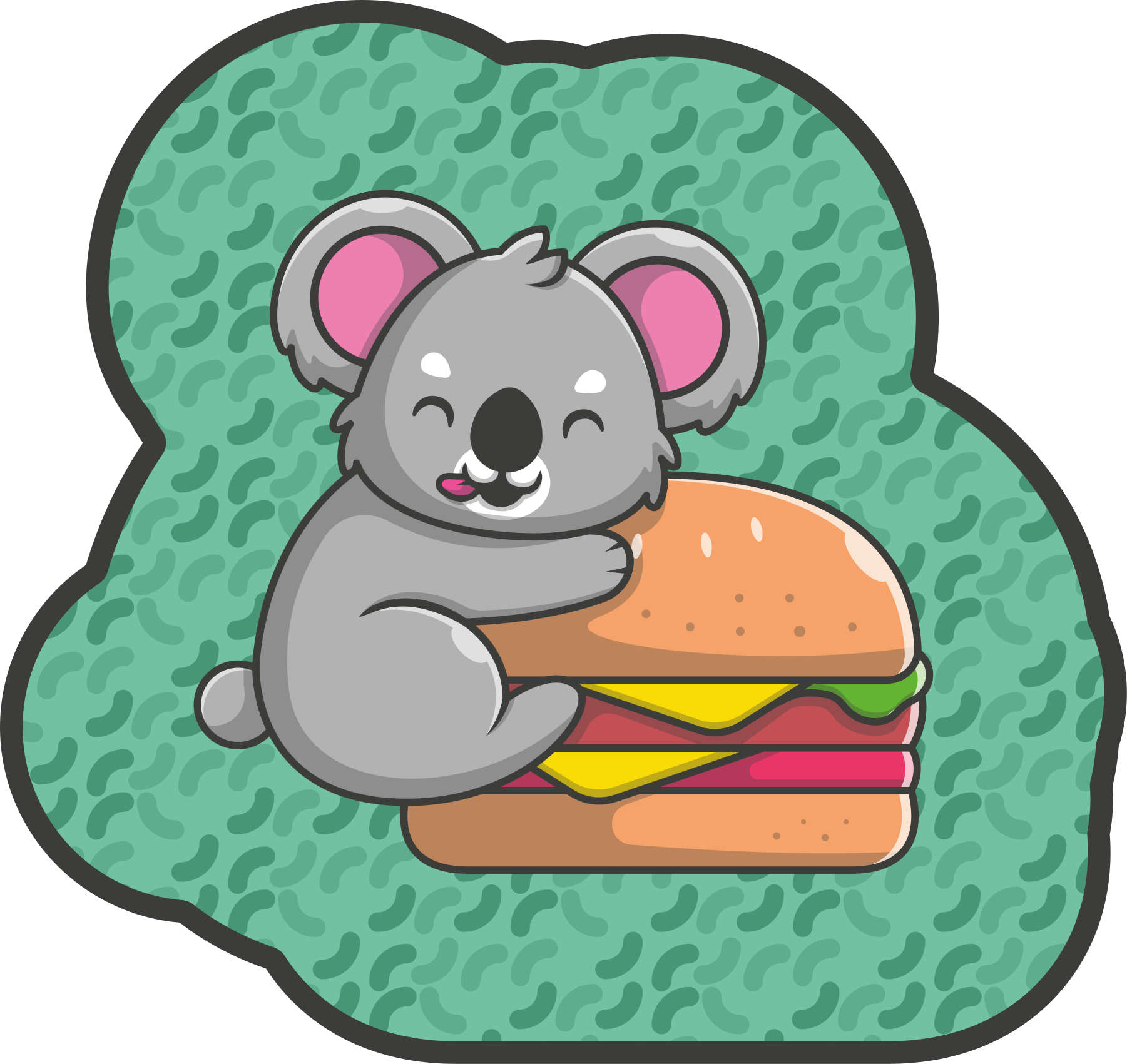 Hungry koala on hamburger animal rug - TenStickers