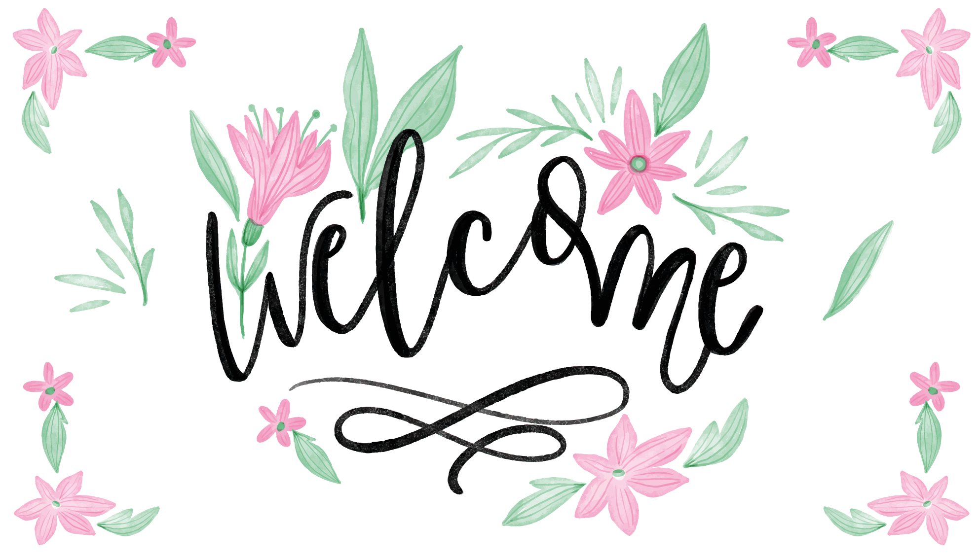 Welcome home flowers entrance hall rug - TenStickers