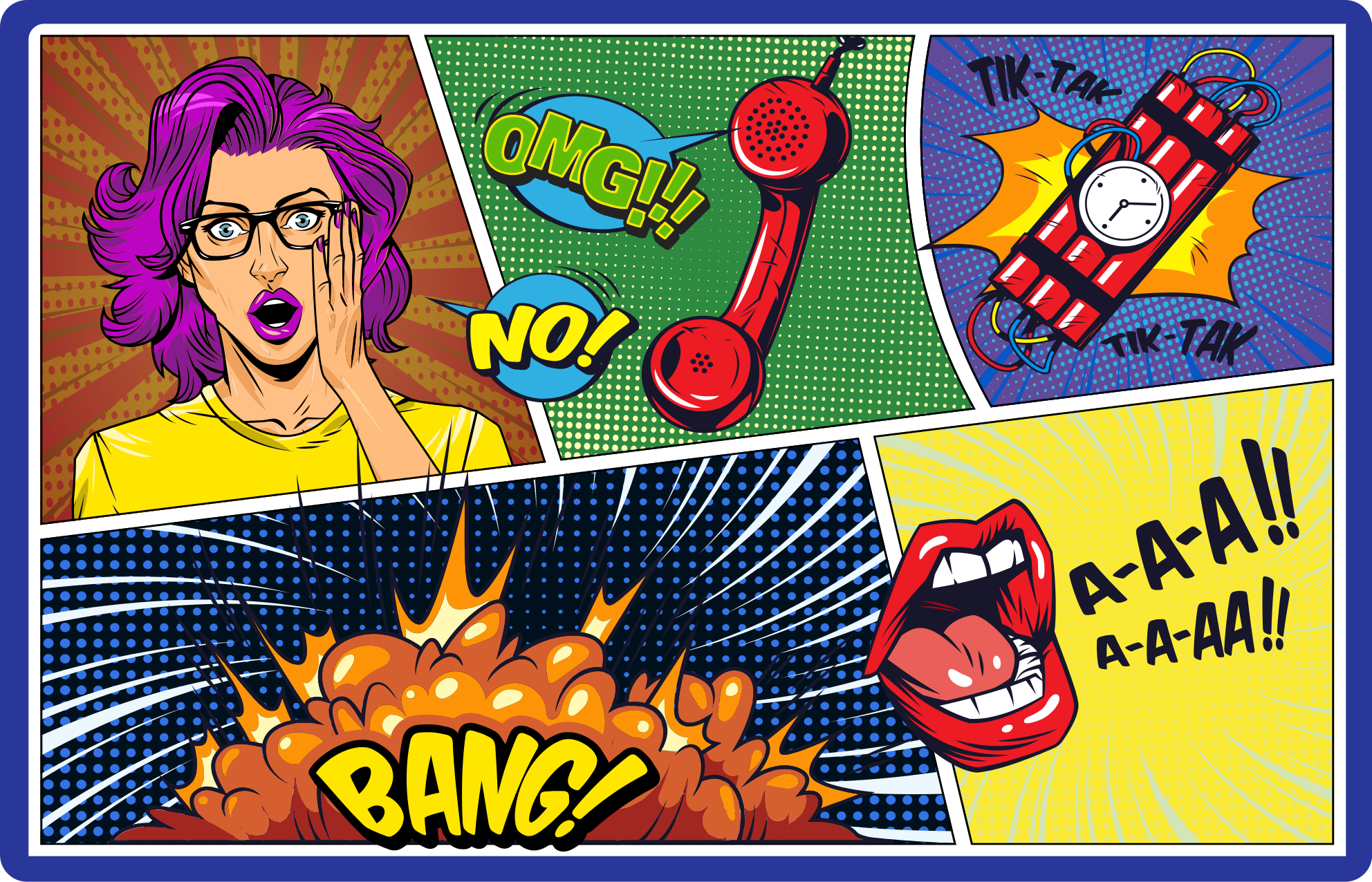 Comic style reactions teenage bedroom rug - TenStickers