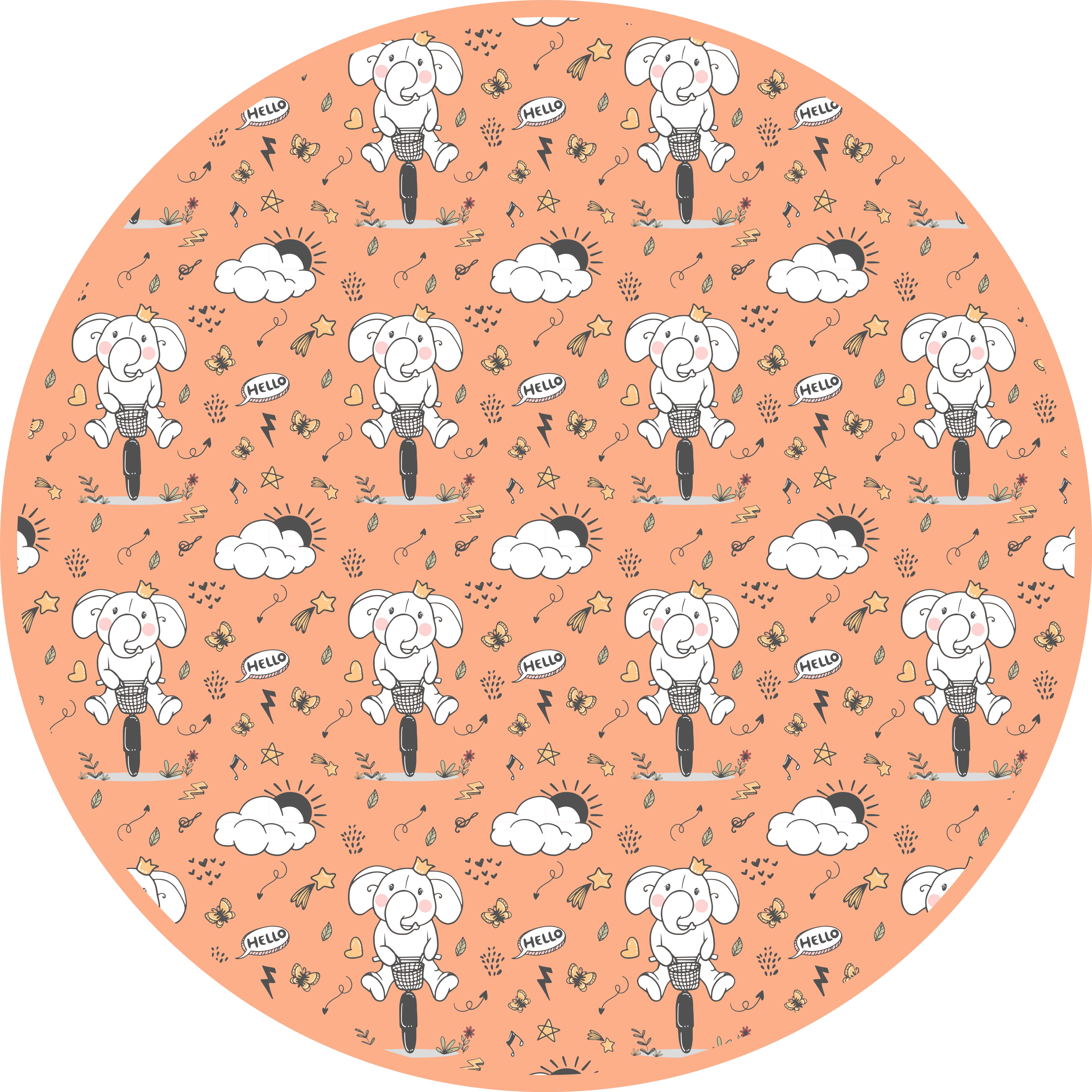 Cheerful Elephant Theme kids carpet - TenStickers