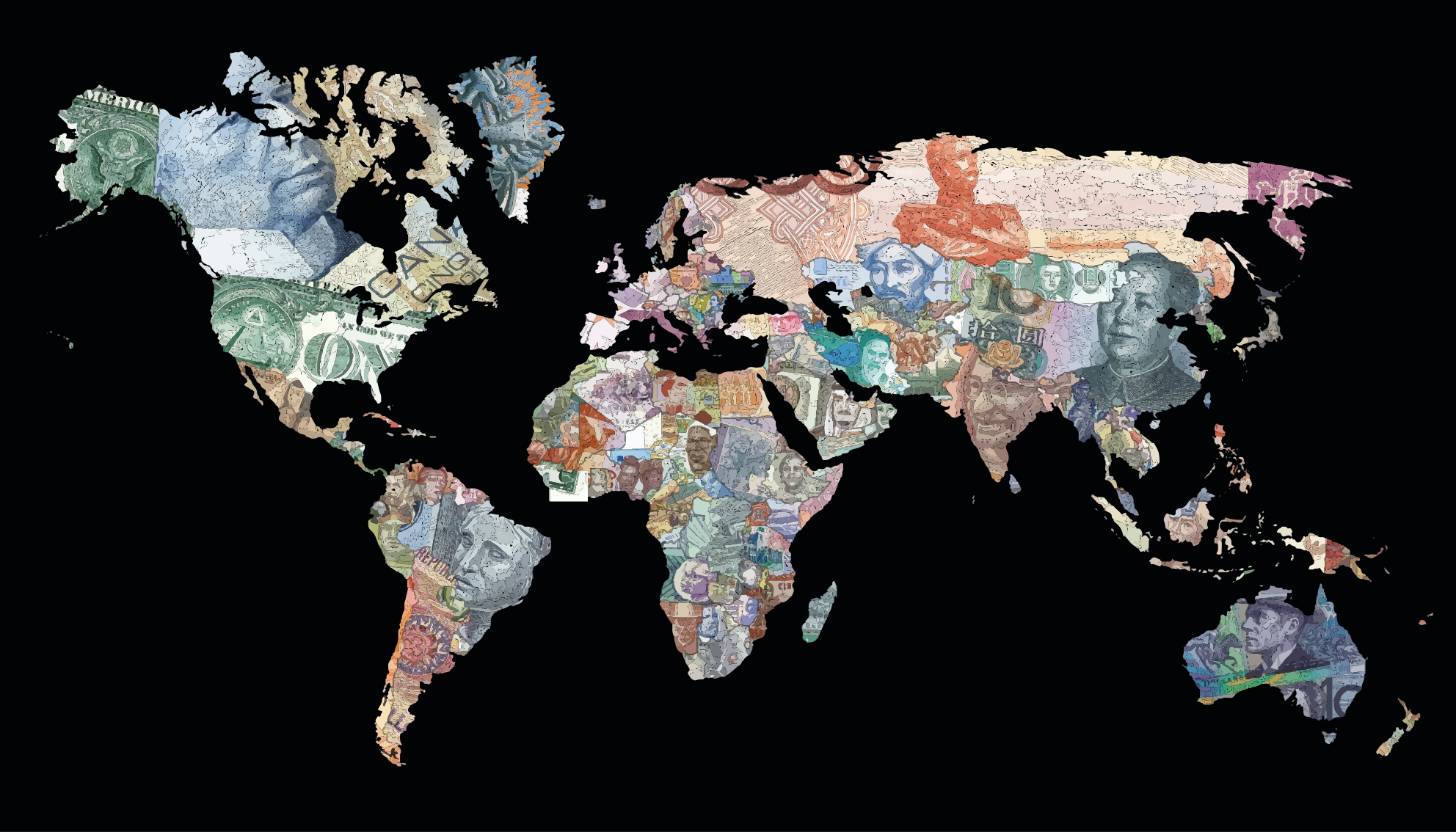 World Currency Map map rug - TenStickers