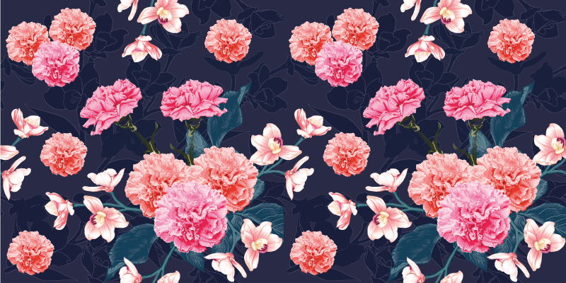 Botanical dream motif floral rug - TenStickers