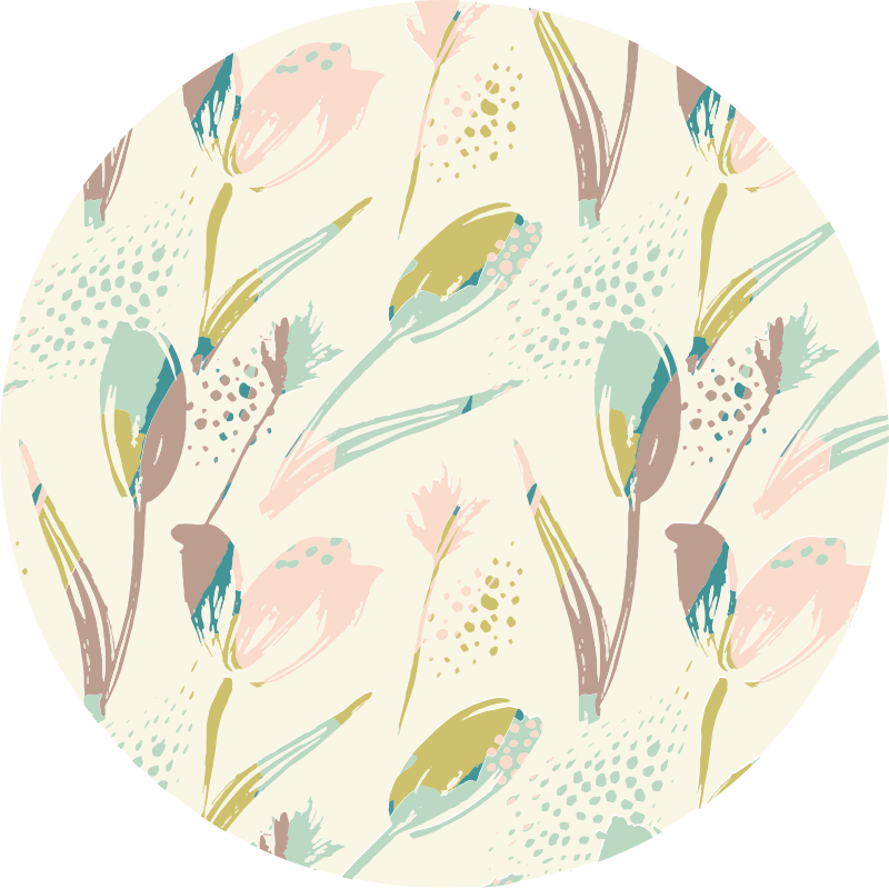 Floral rug with circular floral patterns - TenStickers