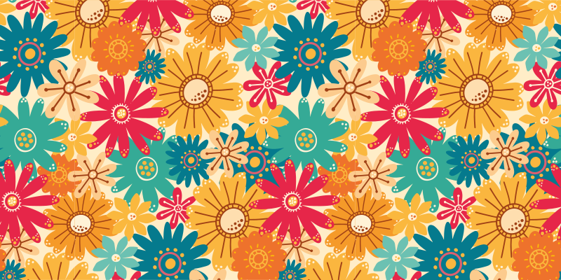 Floral rug with vibrant flower design - TenStickers