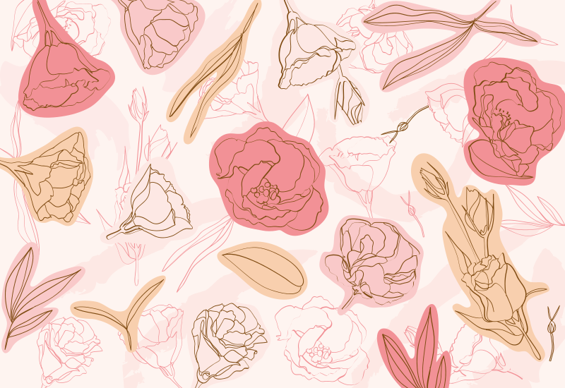 Botanical Outline Style floral rug - TenStickers