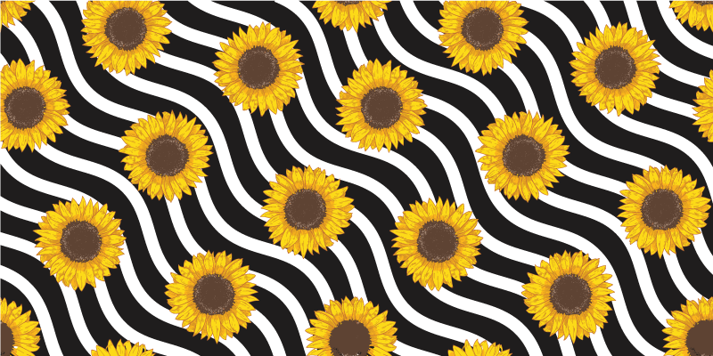 Sunflower Wave Pattern floral rug - TenStickers