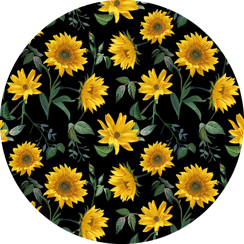 Sunflower Botanical Illustration floral rug - TenStickers