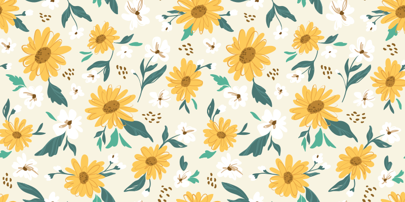 Joyful Botanical Arrangement floral rug - TenStickers