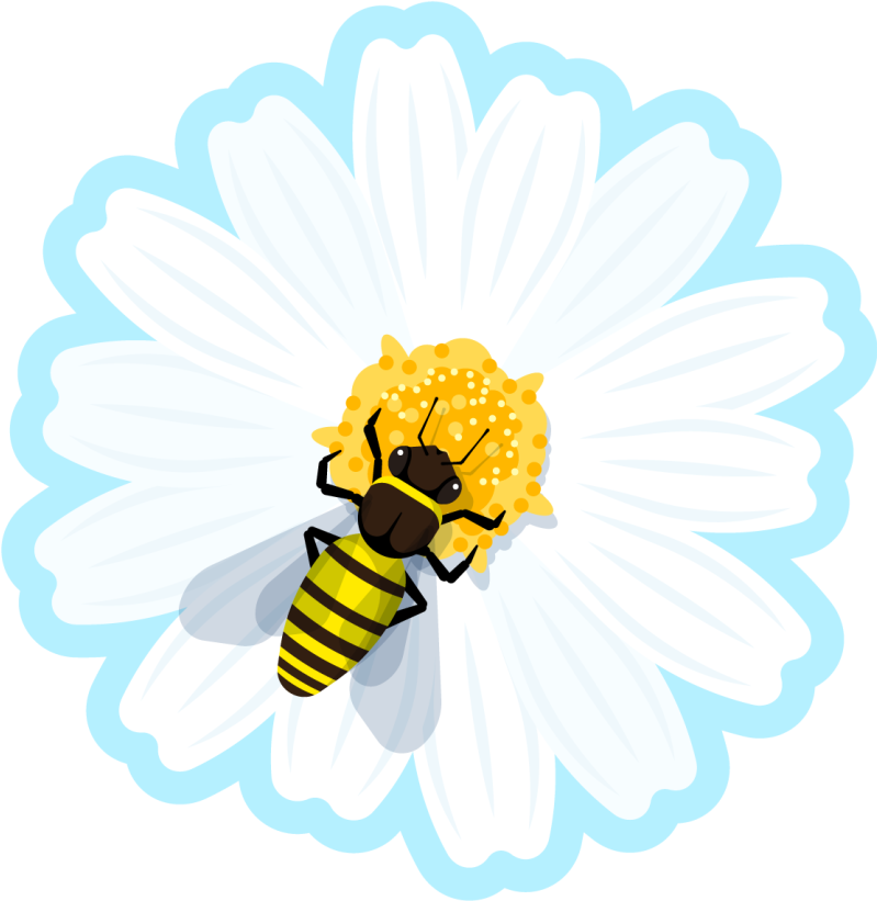 White flower with bee floral rug - TenStickers