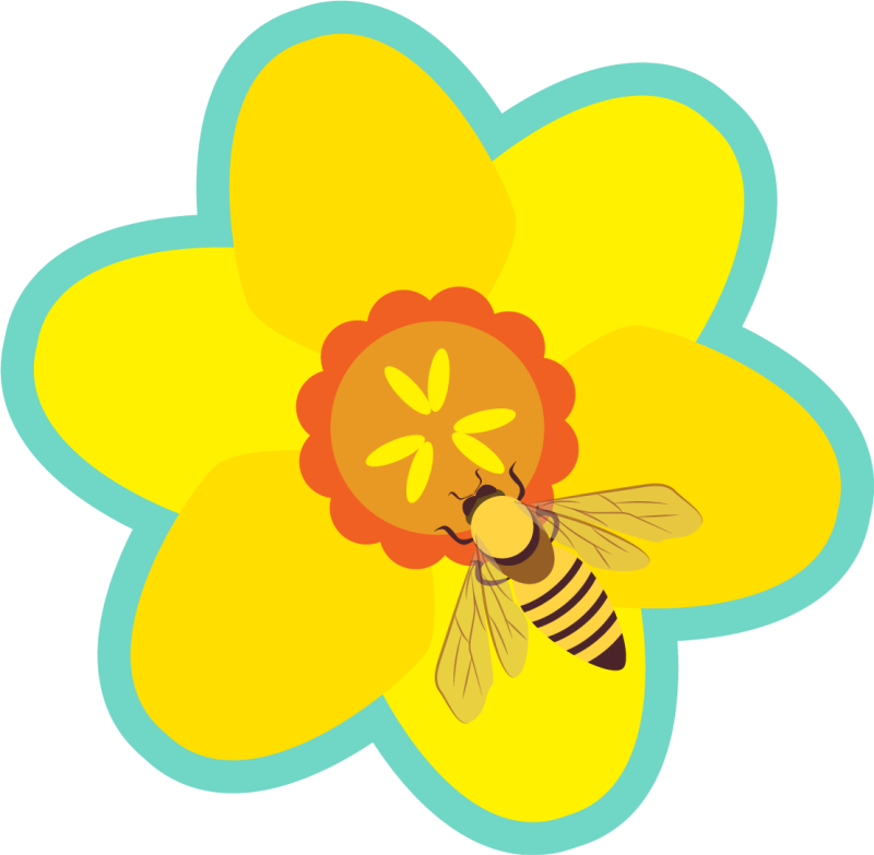 Bee on a sunflower floral rug - TenStickers
