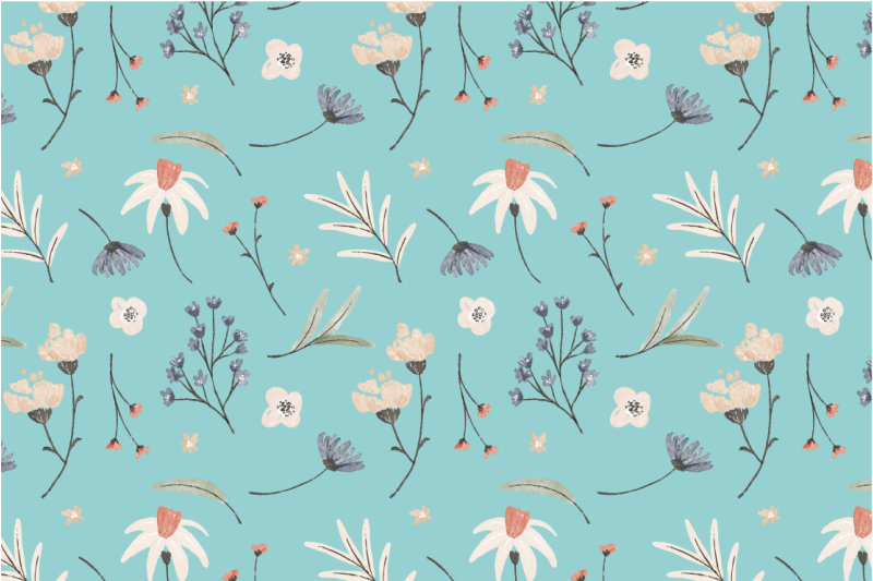 Floral rug with blooming floral patterns - TenStickers