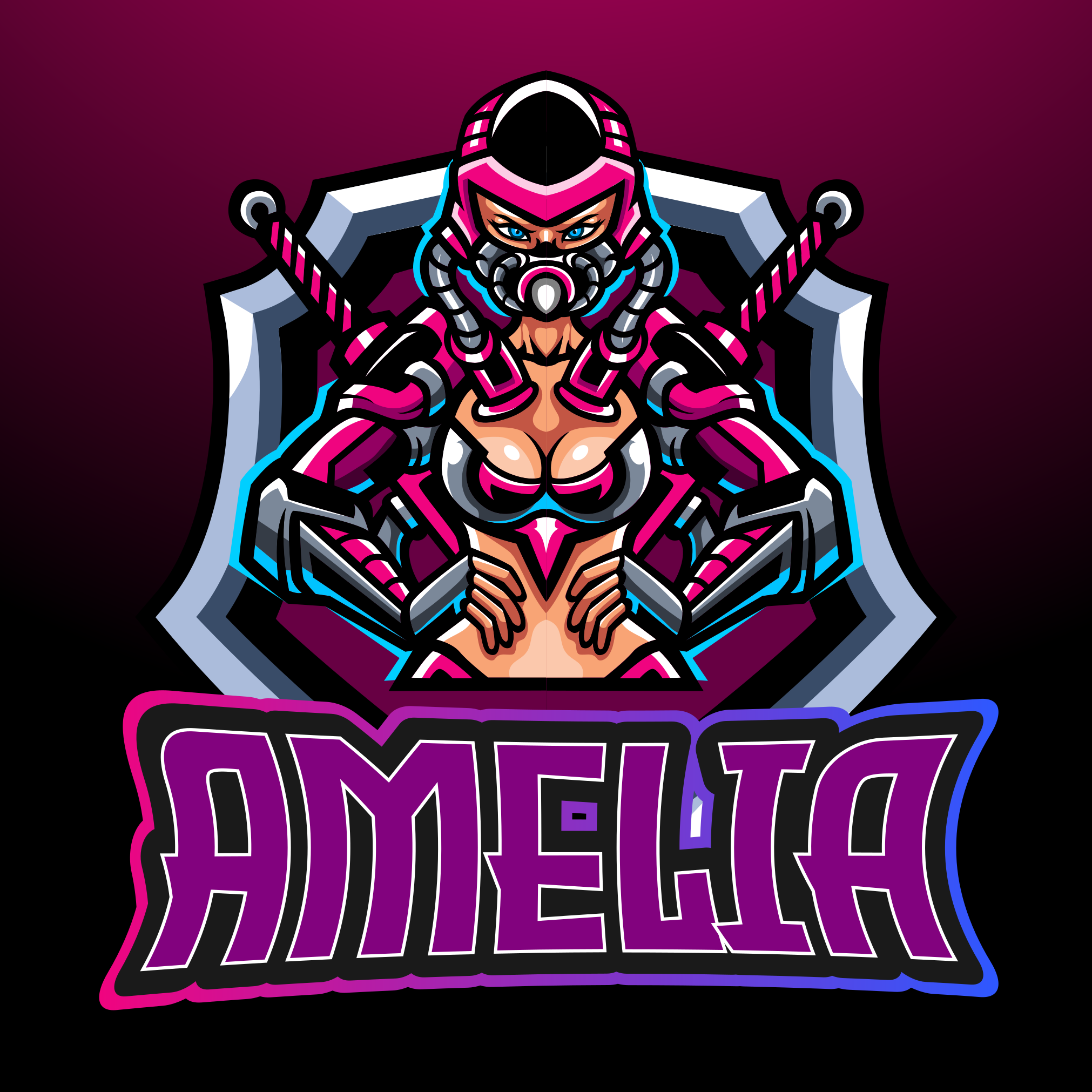 Gaming heroine with name teenage bedroom rug - TenStickers