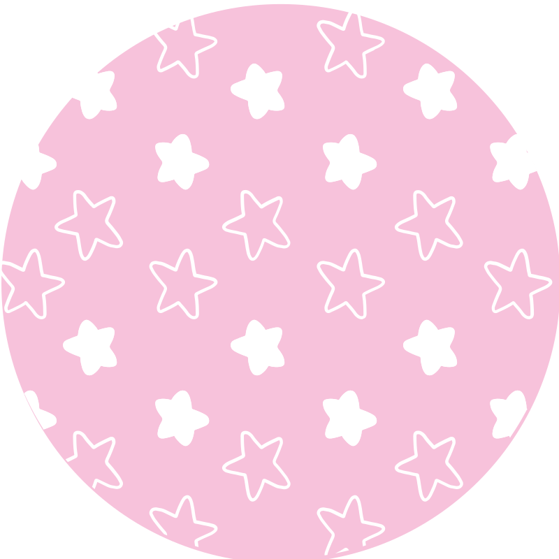 Pink Star Pattern circular rug - TenStickers