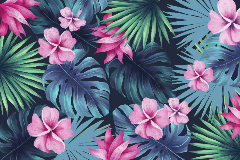 Floral rug with tropical flower design - TenStickers