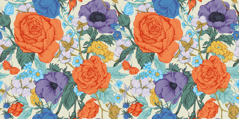 Radiant Botanical Arrangement floral rug - TenStickers