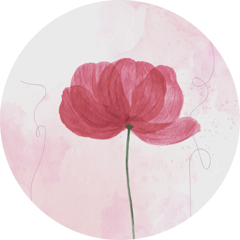 Aquarella poppy design floral rug - TenStickers