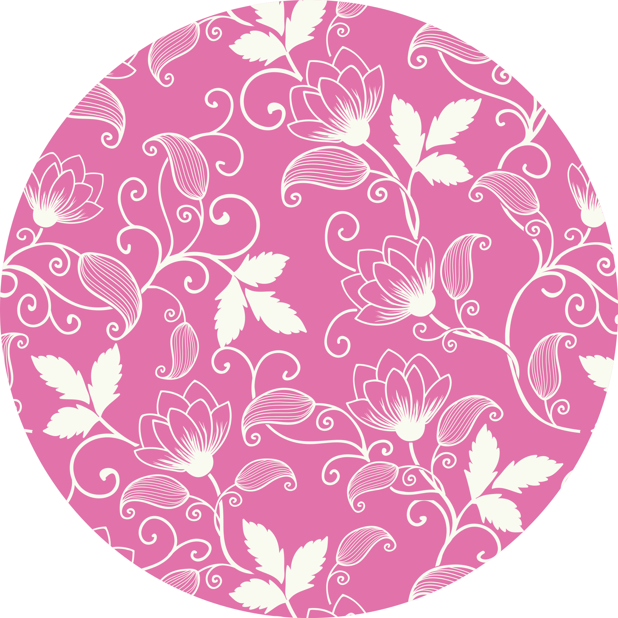 Pink Flower Twirls floral rug - TenStickers