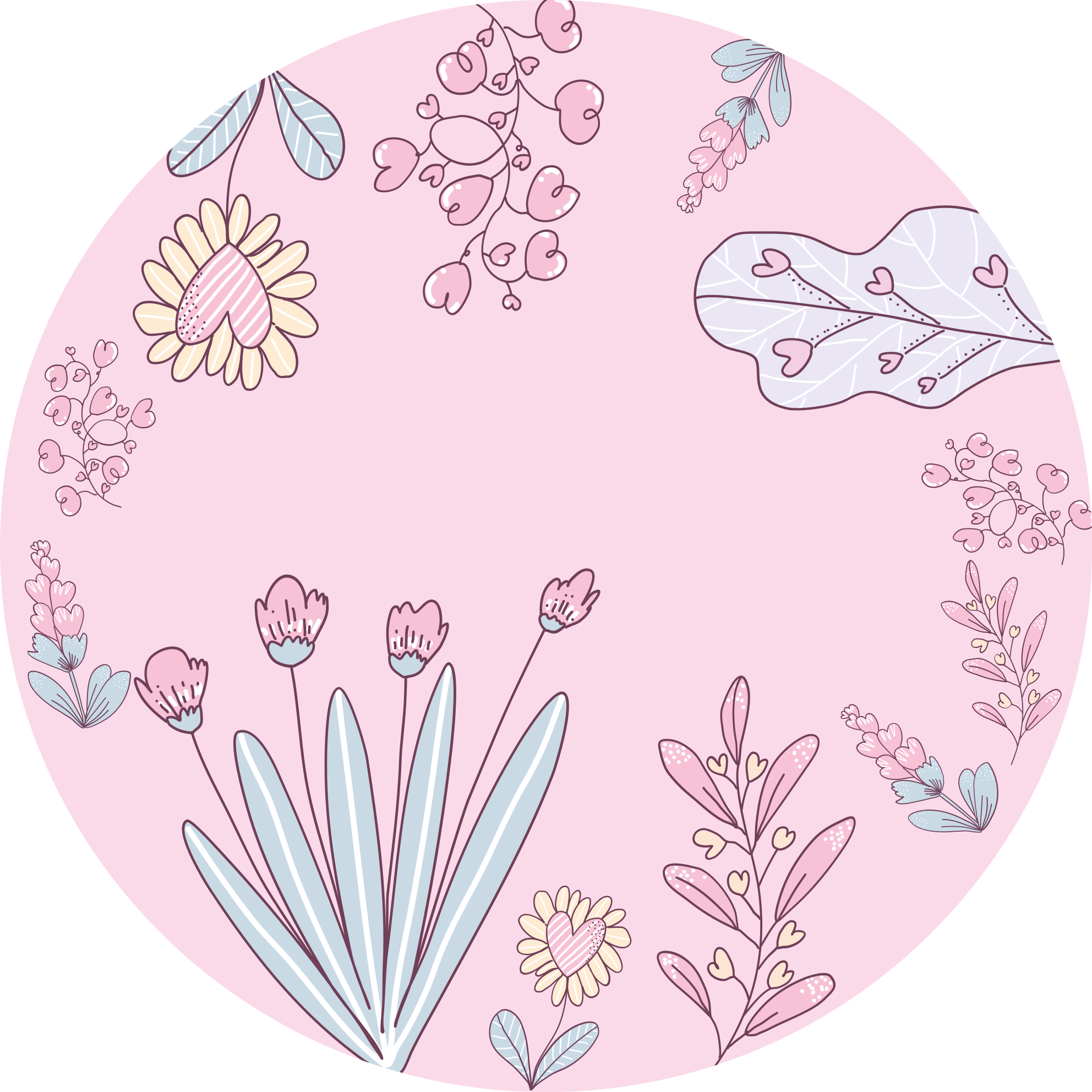 Floral rug with heart-shaped designs - TenStickers