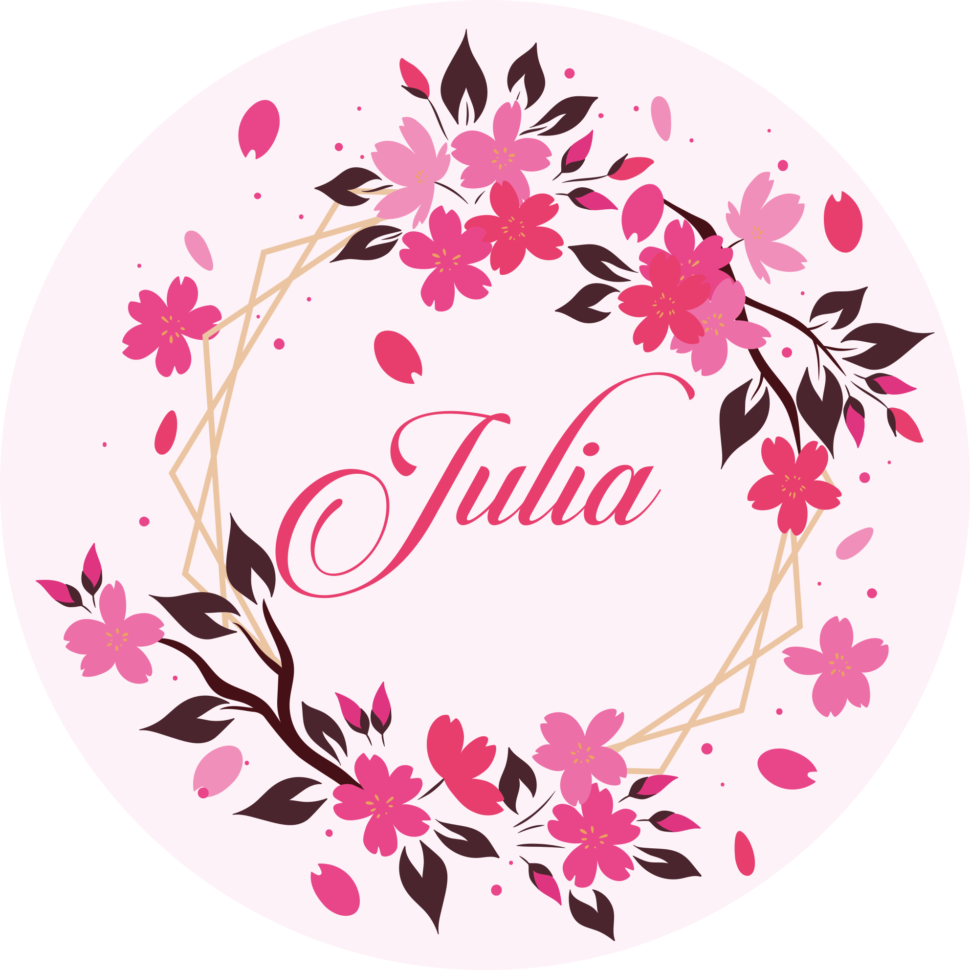 Botanical crown with name bedroom carpet - TenStickers