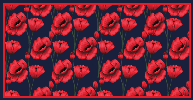 Red Poppy Arrangement floral rug - TenStickers