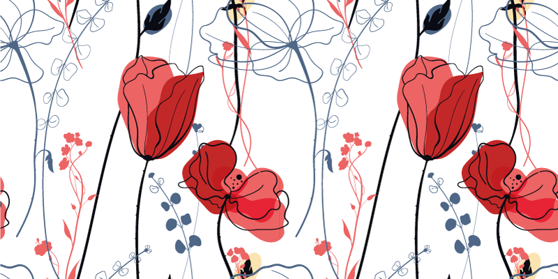 Crimson Blossom Grace floral rug - TenStickers