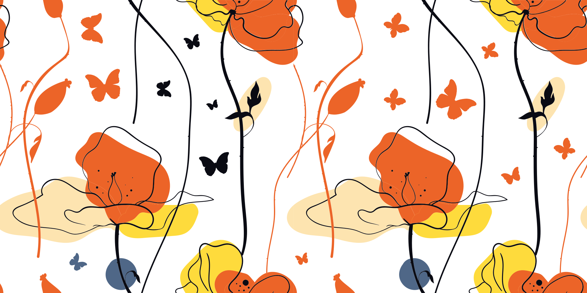Minimalistic pattern with butterflies floral rug - TenStickers