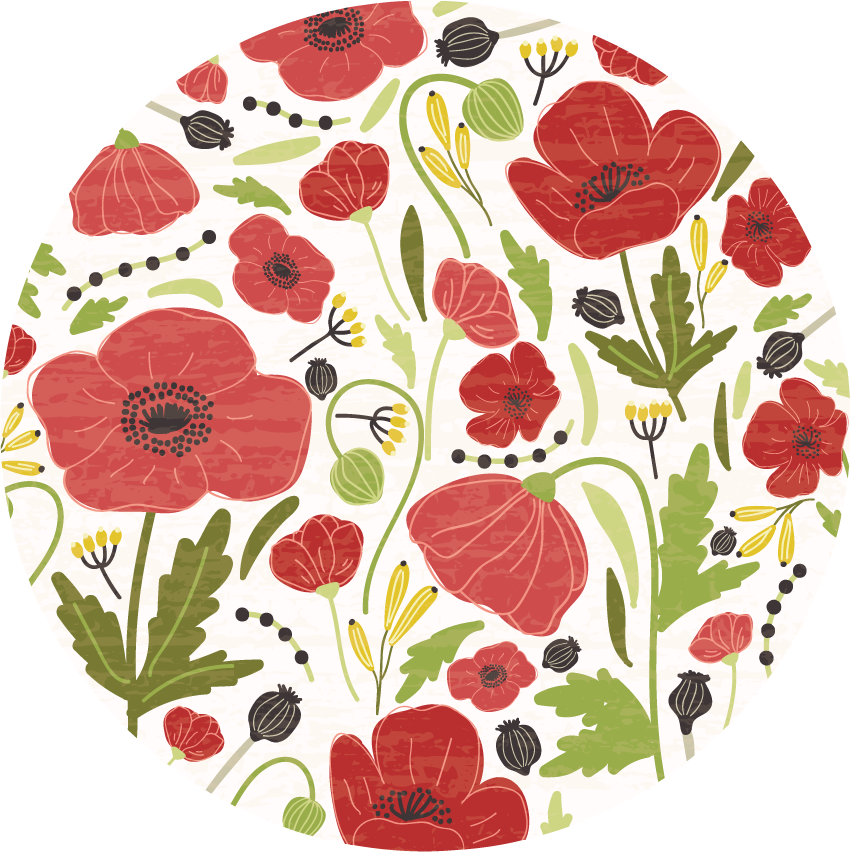 Red Poppy Blossoms floral rug - TenStickers