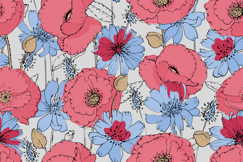 Lively botanical print floral rug - TenStickers