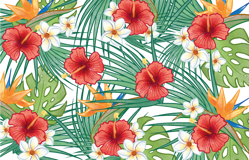 Floral rug in tropical floral design - TenStickers