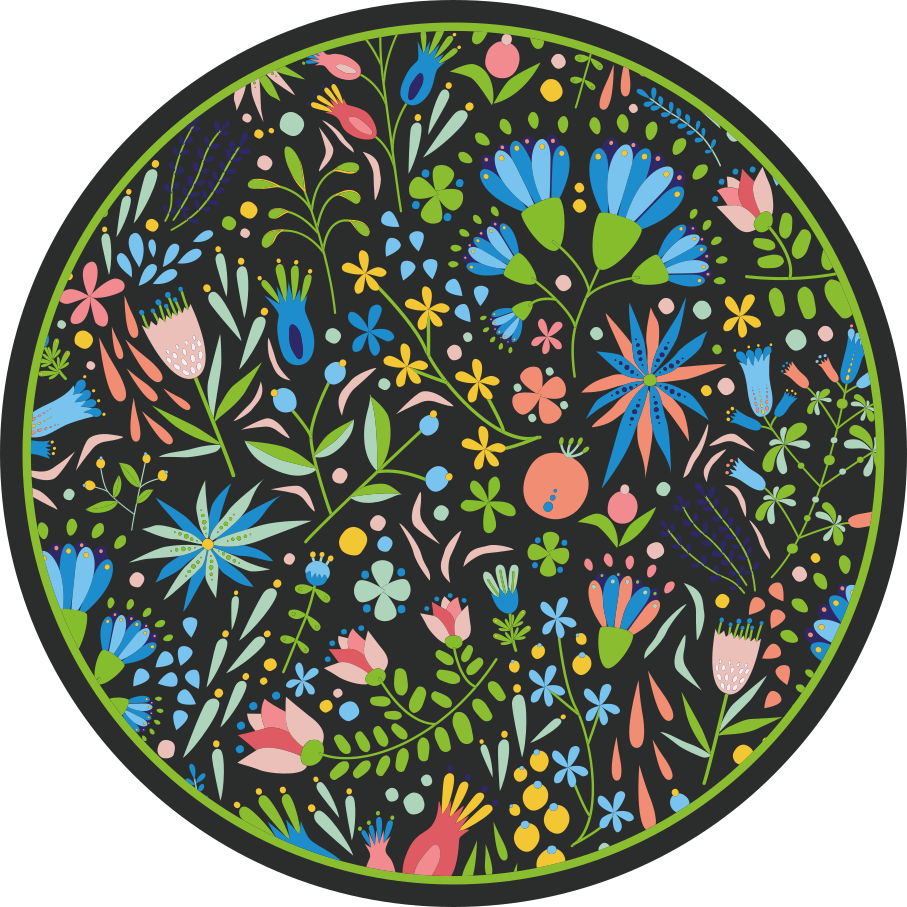 Vibrant botanical print floral rug - TenStickers