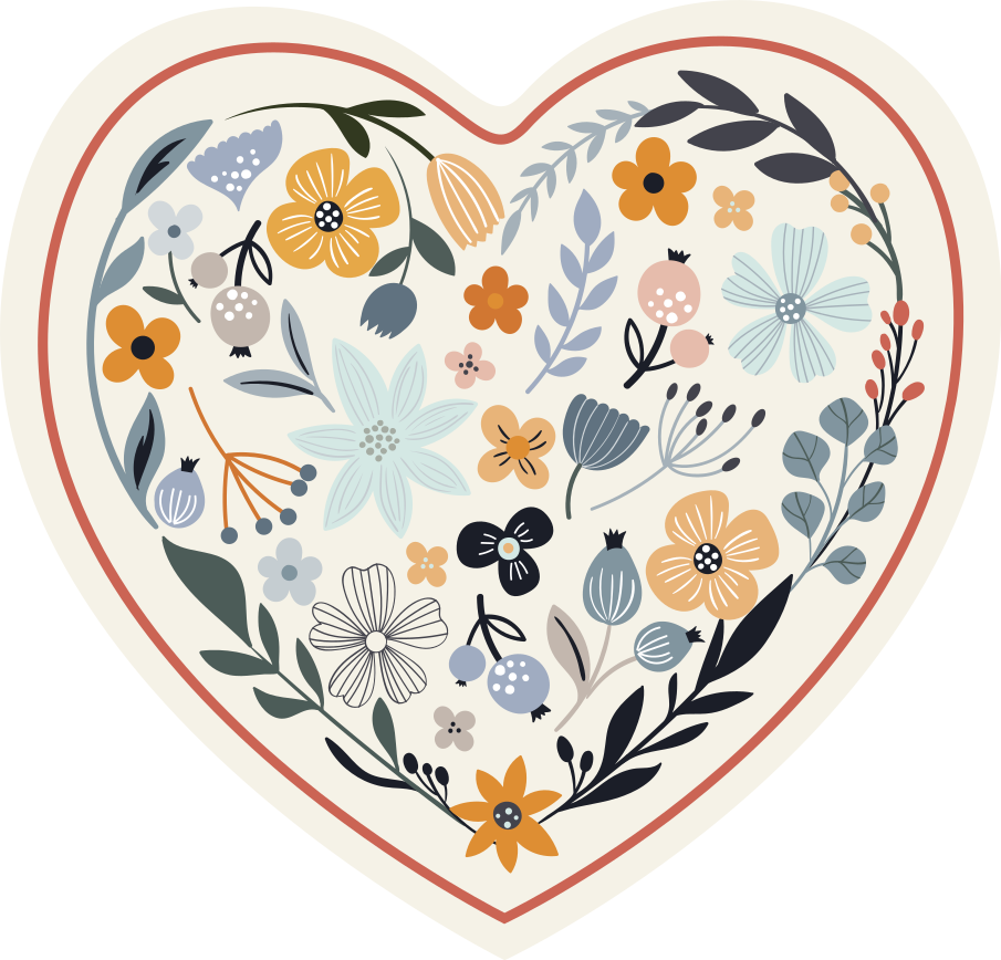 Heart Flower Composition floral rug - TenStickers