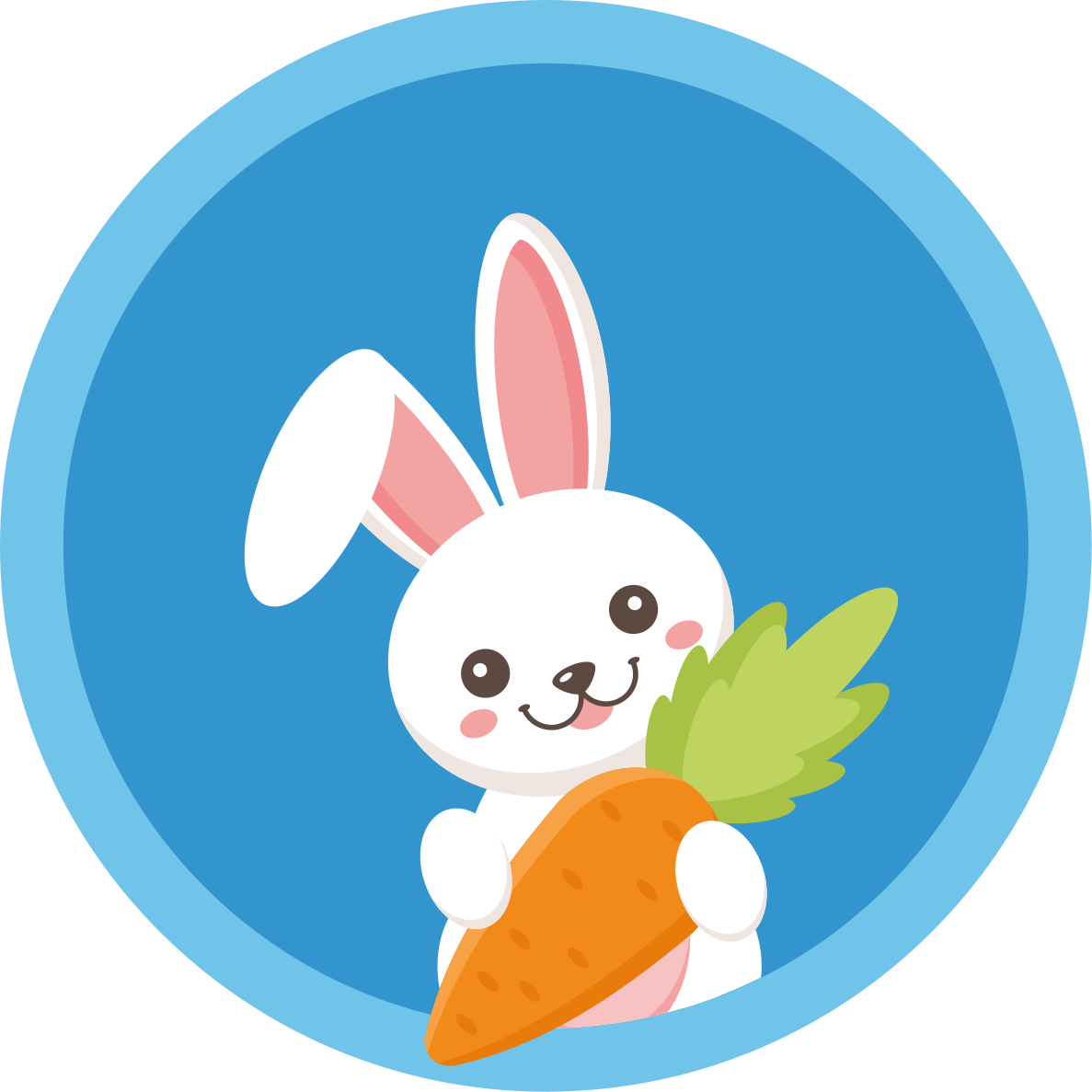 Happy bunny with carrot animal mat - TenStickers