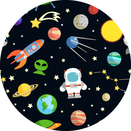 Cartoon different spaceman symbols star rug - TenStickers