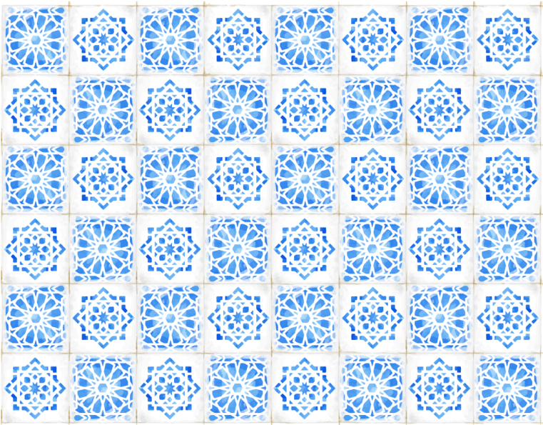 Intricate Blue Patterns tile carpet - TenStickers