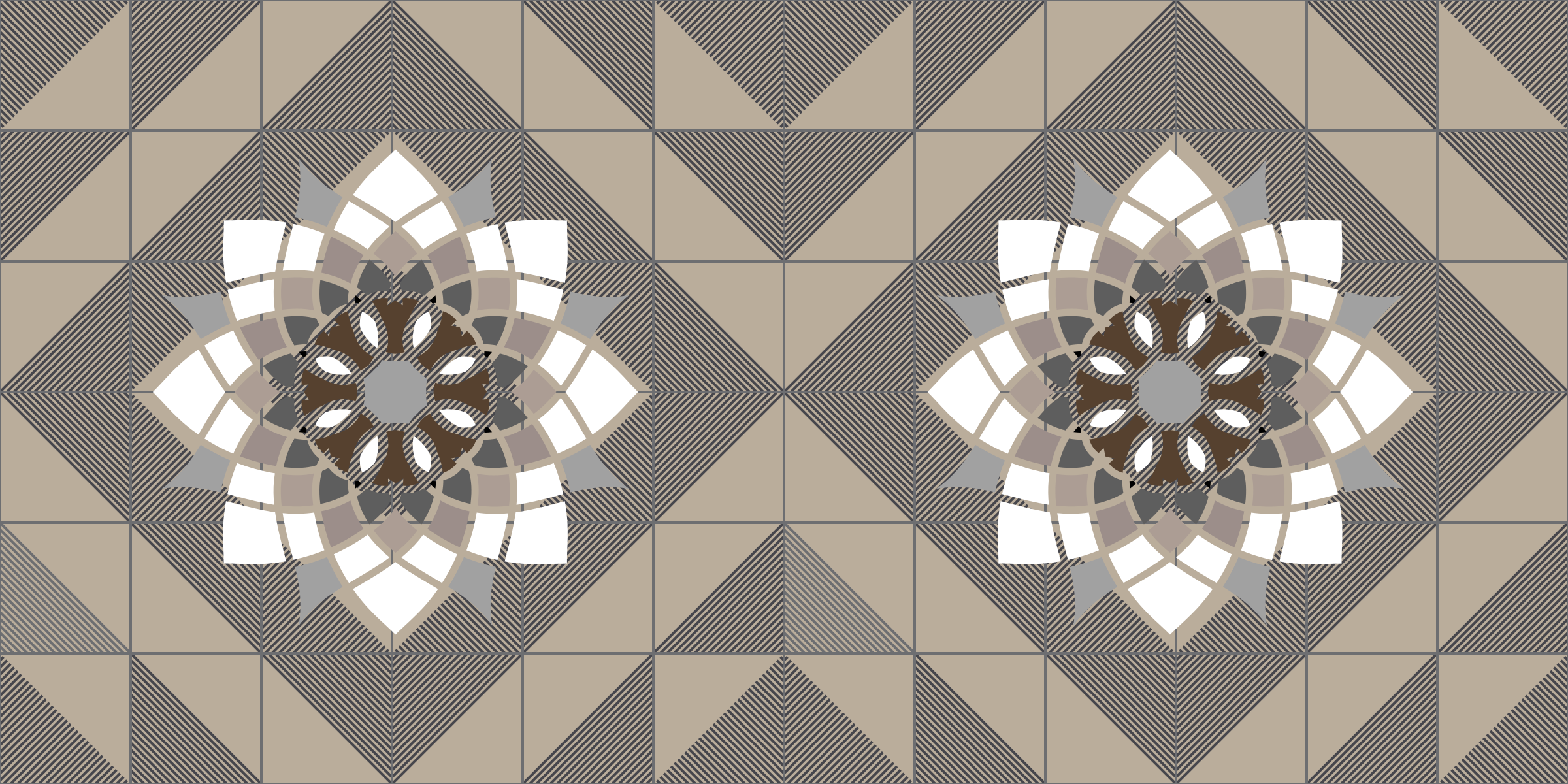 Geometric Floral Motif mosaic rug - TenStickers