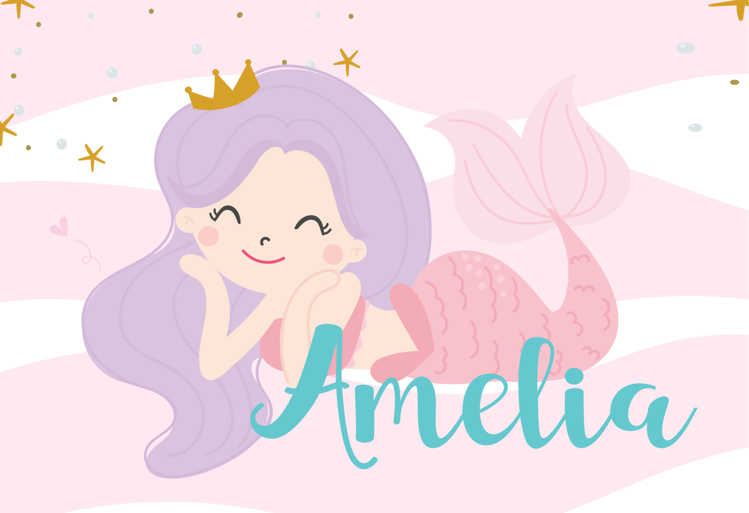 Mermaid princess  with name kids rug - TenStickers