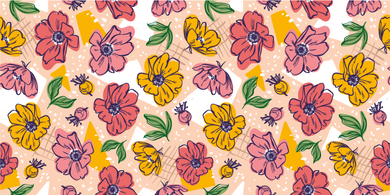 Vibrant Floral Motifs floral rug - TenStickers