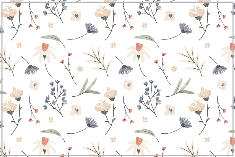 Floral Botanical Element living room rug - TenStickers