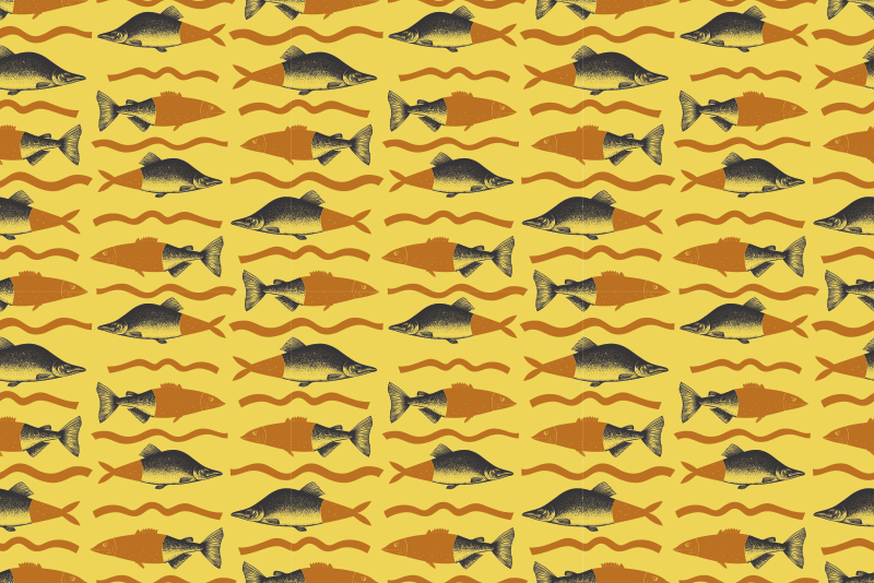 Yellow fish motif animal mat - TenStickers