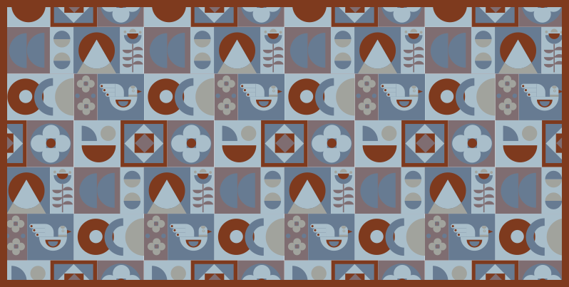 Grey and blue arrangements geometric rug - TenStickers