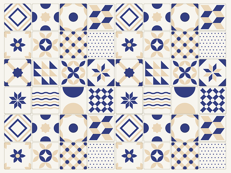 Geometric pattern tile carpet - TenStickers
