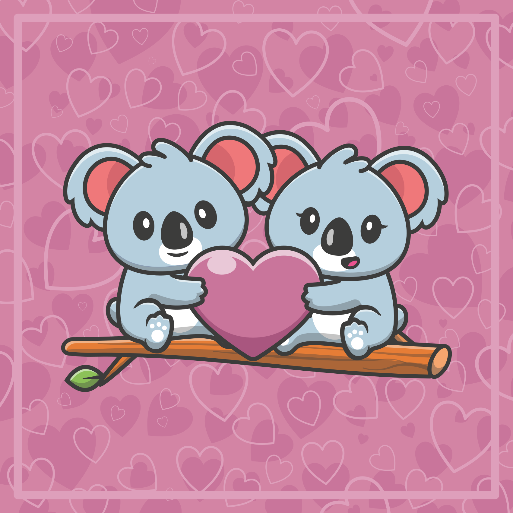 Koala Love Heart kids carpet - TenStickers