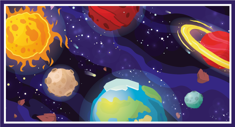 Cosmic Exploration Scene star rug - TenStickers